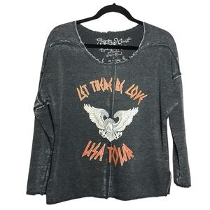 Gypsy Heart USA TOUR distressed slouchy sweatshirt top size Small